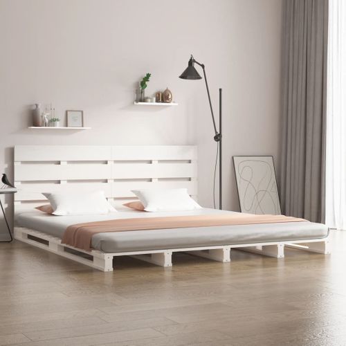 Cadre De Lit Sans Matelas Blanc 140x190 Cm Bois De Pin Massif