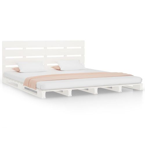 Cadre De Lit Sans Matelas Blanc 140x190 Cm Bois De Pin Massif