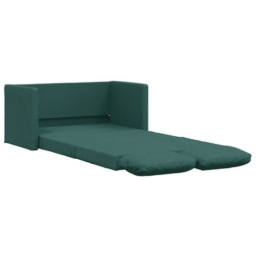 Canapé-lit 2-en-1 Tissu Vert Foncé 112x174x55 Cm Avec Coussin