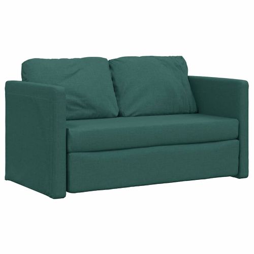 Canapé-lit 2-en-1 Tissu Vert Foncé 112x174x55 Cm Avec Coussin