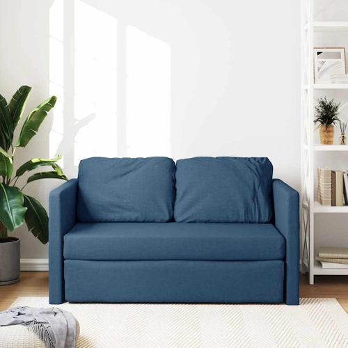 Canapé-lit 2-en-1 Tissu Bleu 112x174x55 Cm Avec Coussin
