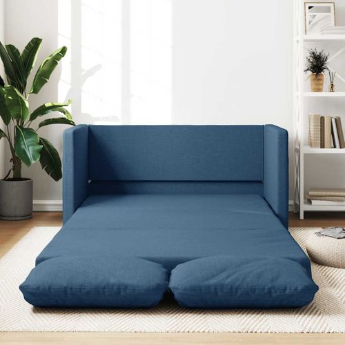 Canapé-lit 2-en-1 Tissu Bleu 112x174x55 Cm Avec Coussin