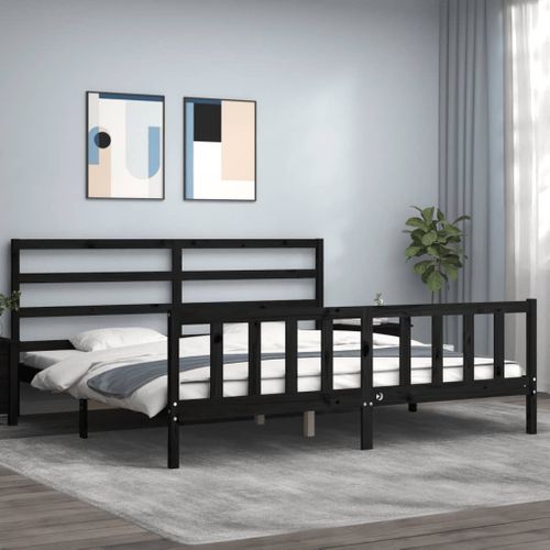 Cadre De Lit Sans Matelas Noir 200x200 Cm Bois Massif De Pin