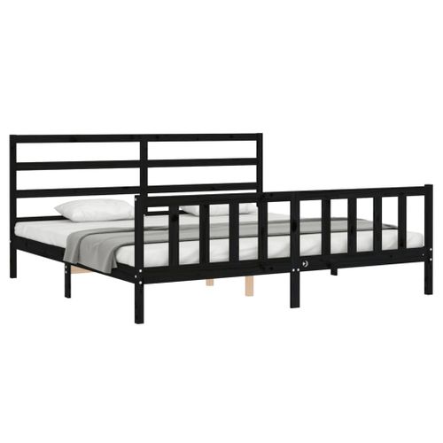 Cadre De Lit Sans Matelas Noir 200x200 Cm Bois Massif De Pin