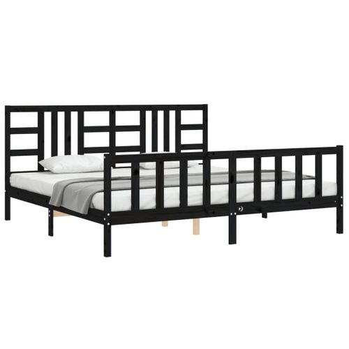 Cadre De Lit Sans Matelas Noir 200x200 Cm Bois Massif De Pin