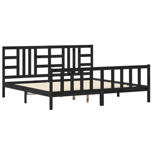 Cadre De Lit Sans Matelas Noir 200x200 Cm Bois Massif De Pin
