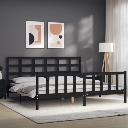 Cadre De Lit Sans Matelas Noir 200x200 Cm Bois Massif De Pin