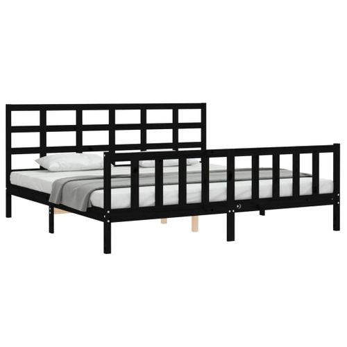 Cadre De Lit Sans Matelas Noir 200x200 Cm Bois Massif De Pin
