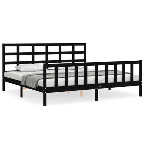 Cadre De Lit Sans Matelas Noir 200x200 Cm Bois Massif De Pin