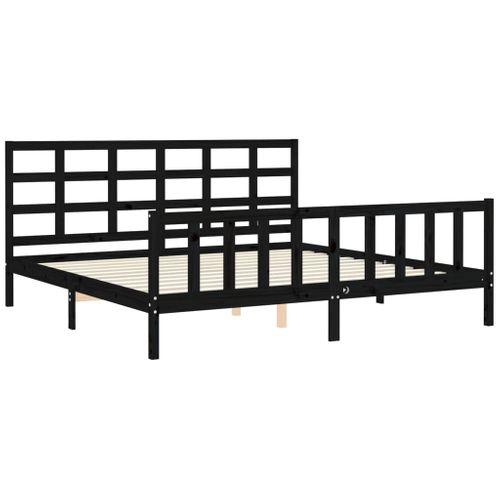 Cadre De Lit Sans Matelas Noir 200x200 Cm Bois Massif De Pin