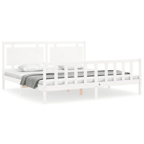 Cadre De Lit Sans Matelas Blanc 200x200 Cm Bois Massif De Pin