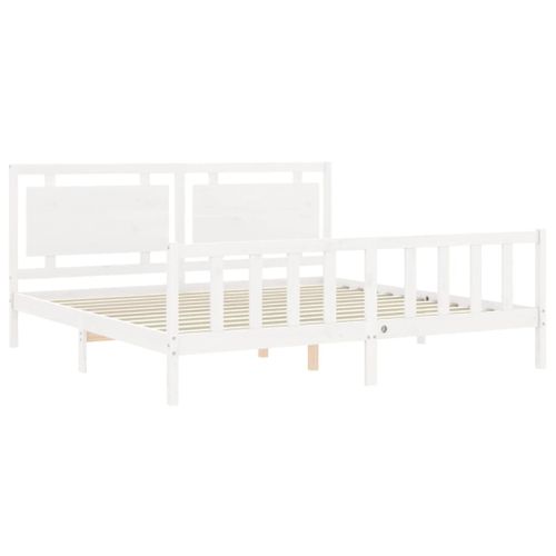 Cadre De Lit Sans Matelas Blanc 200x200 Cm Bois Massif De Pin
