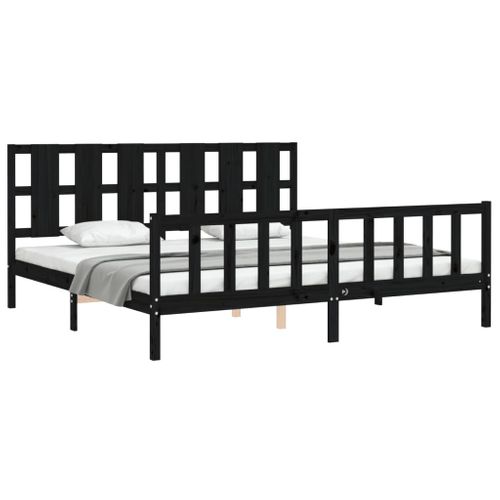 Cadre De Lit Sans Matelas Noir 200x200 Cm Bois Massif De Pin
