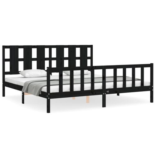 Cadre De Lit Sans Matelas Noir 200x200 Cm Bois Massif De Pin