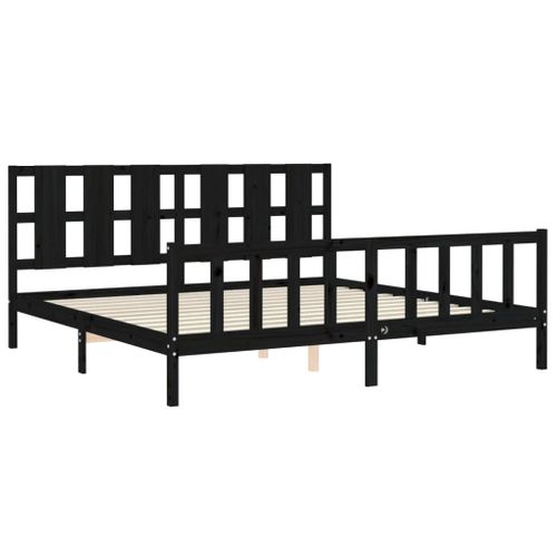 Cadre De Lit Sans Matelas Noir 200x200 Cm Bois Massif De Pin
