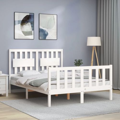 Cadre De Lit Sans Matelas Blanc 120x200 Cm Bois De Pin Massif