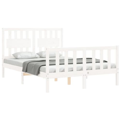 Cadre De Lit Sans Matelas Blanc 140x200 Cm Bois De Pin Massif