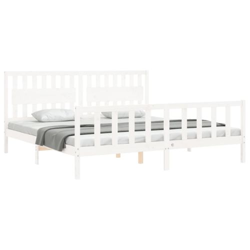 Cadre De Lit Sans Matelas Blanc 200x200 Cm Bois Massif De Pin
