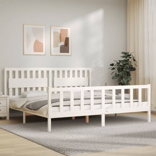 Cadre De Lit Sans Matelas Blanc 200x200 Cm Bois Massif De Pin