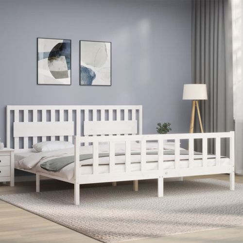Cadre De Lit Sans Matelas Blanc 200x200 Cm Bois Massif De Pin