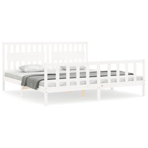 Cadre De Lit Sans Matelas Blanc 200x200 Cm Bois Massif De Pin