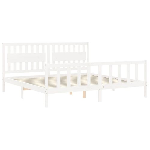 Cadre De Lit Sans Matelas Blanc 200x200 Cm Bois Massif De Pin