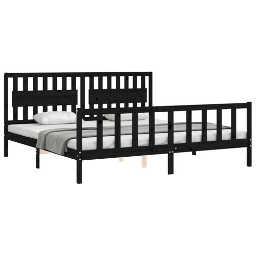 Cadre De Lit Sans Matelas Noir 200x200 Cm Bois Massif De Pin