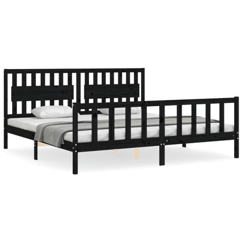 Cadre De Lit Sans Matelas Noir 200x200 Cm Bois Massif De Pin