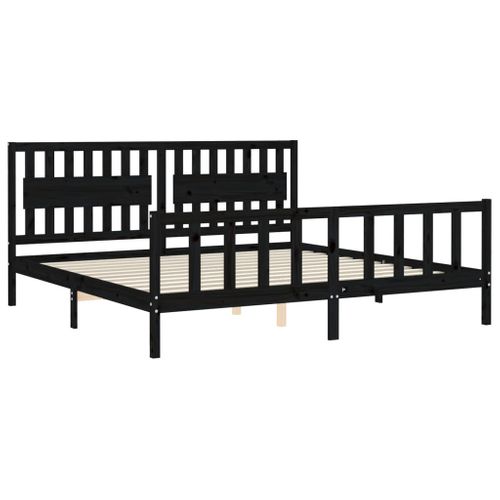 Cadre De Lit Sans Matelas Noir 200x200 Cm Bois Massif De Pin