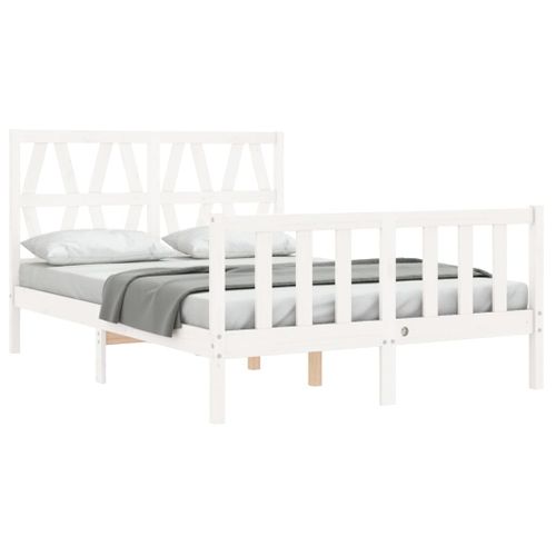 Cadre De Lit Sans Matelas Blanc 120x200 Cm Bois De Pin Massif