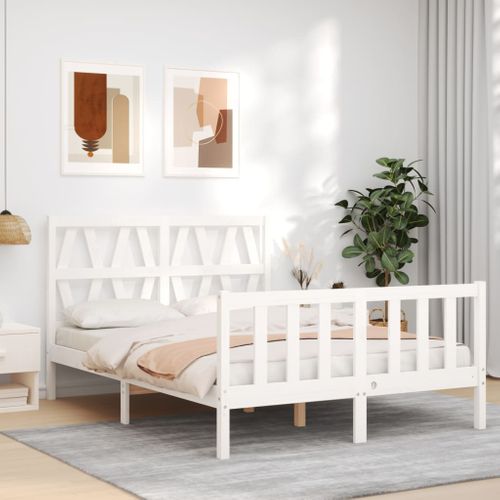 Cadre De Lit Sans Matelas Blanc 120x200 Cm Bois De Pin Massif