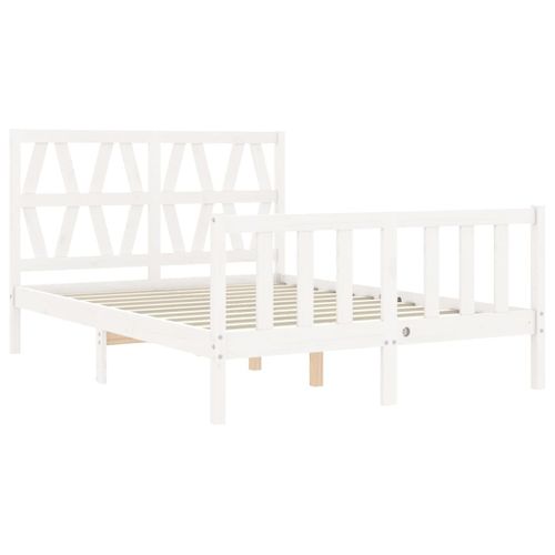 Cadre De Lit Sans Matelas Blanc 120x200 Cm Bois De Pin Massif