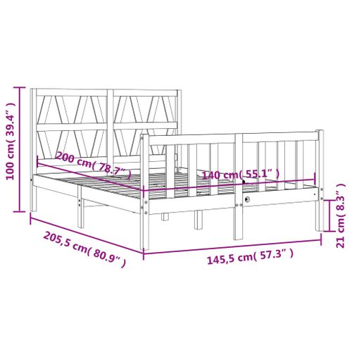 Cadre De Lit Sans Matelas 140x200 Cm Bois Massif De Pin