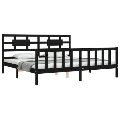 Cadre De Lit Sans Matelas Noir 200x200 Cm Bois Massif De Pin