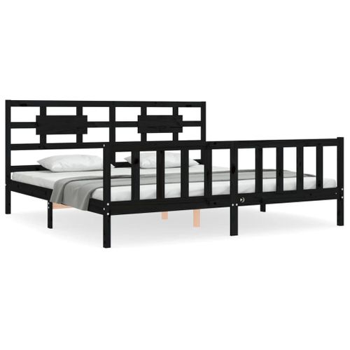 Cadre De Lit Sans Matelas Noir 200x200 Cm Bois Massif De Pin