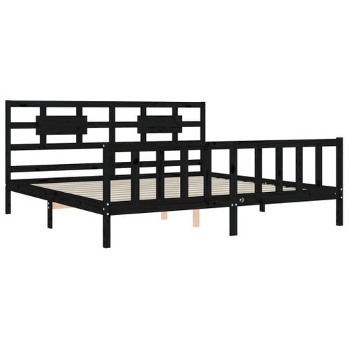 Cadre De Lit Sans Matelas Noir 200x200 Cm Bois Massif De Pin