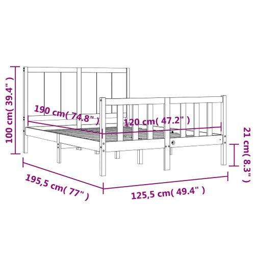 Cadre De Lit Sans Matelas Bois De Pin Massif 120x190 Cm