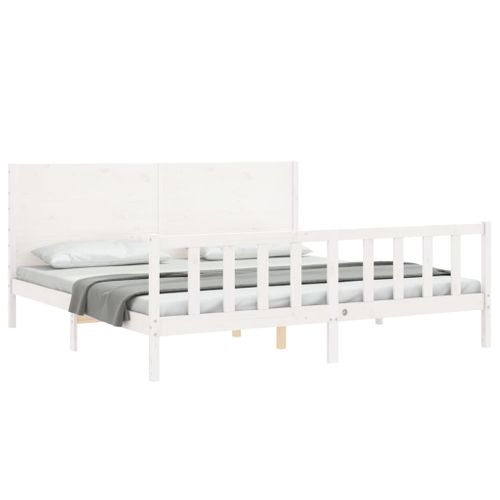 Cadre De Lit Sans Matelas Blanc 200x200 Cm Bois Massif De Pin