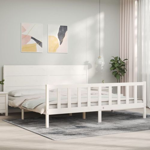 Cadre De Lit Sans Matelas Blanc 200x200 Cm Bois Massif De Pin