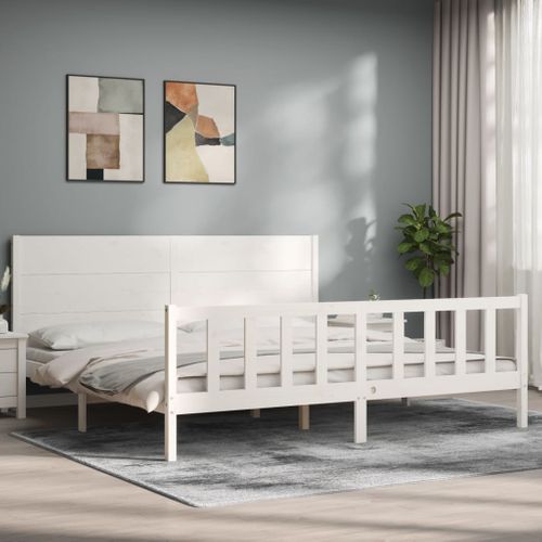 Cadre De Lit Sans Matelas Blanc 200x200 Cm Bois Massif De Pin