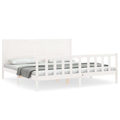 Cadre De Lit Sans Matelas Blanc 200x200 Cm Bois Massif De Pin