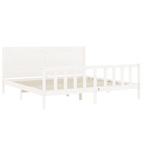 Cadre De Lit Sans Matelas Blanc 200x200 Cm Bois Massif De Pin