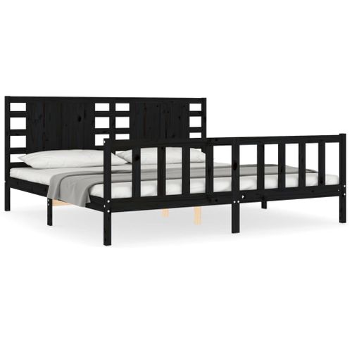 Cadre De Lit Sans Matelas Noir 200x200 Cm Bois Massif De Pin