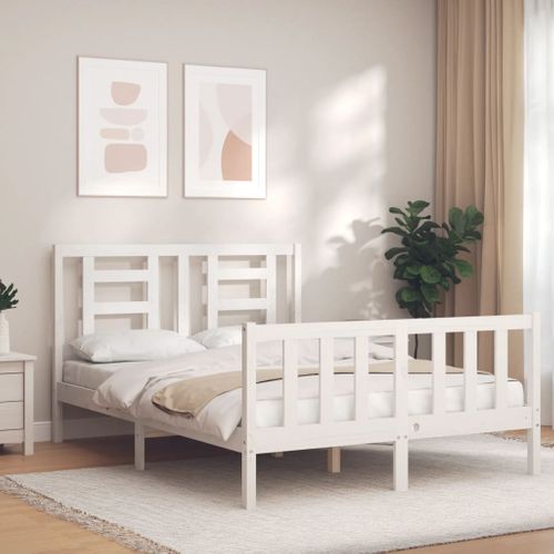 Cadre De Lit Sans Matelas Blanc 140x200 Cm Bois De Pin Massif