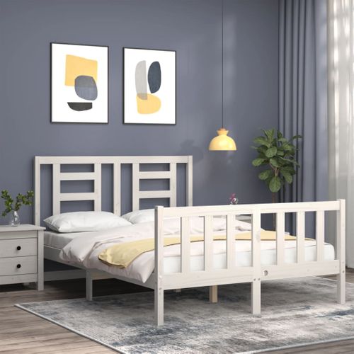 Cadre De Lit Sans Matelas Blanc 140x200 Cm Bois De Pin Massif