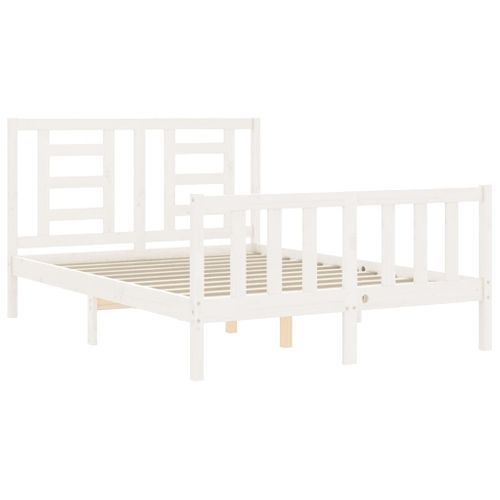 Cadre De Lit Sans Matelas Blanc 140x200 Cm Bois De Pin Massif