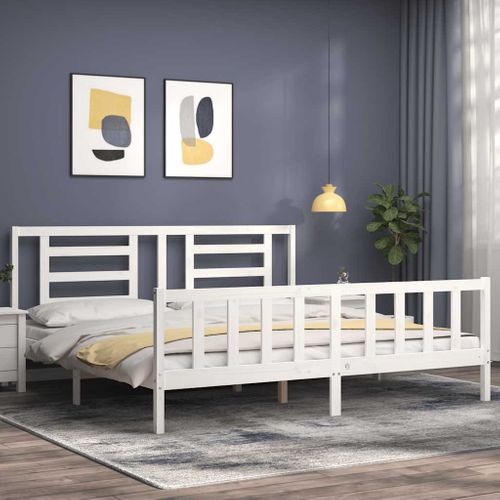 Cadre De Lit Sans Matelas Blanc 200x200 Cm Bois Massif De Pin