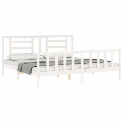 Cadre De Lit Sans Matelas Blanc 200x200 Cm Bois Massif De Pin