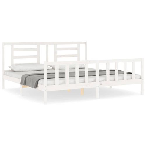 Cadre De Lit Sans Matelas Blanc 200x200 Cm Bois Massif De Pin