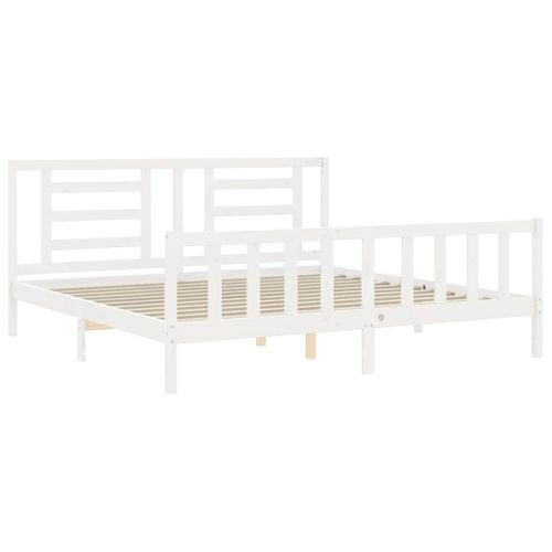 Cadre De Lit Sans Matelas Blanc 200x200 Cm Bois Massif De Pin